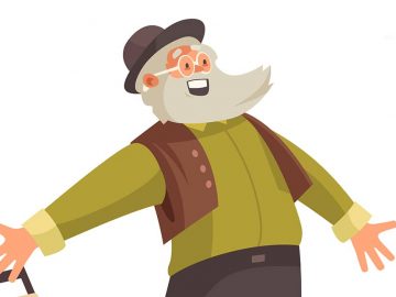 Representational image of an animated happy 80 year old man