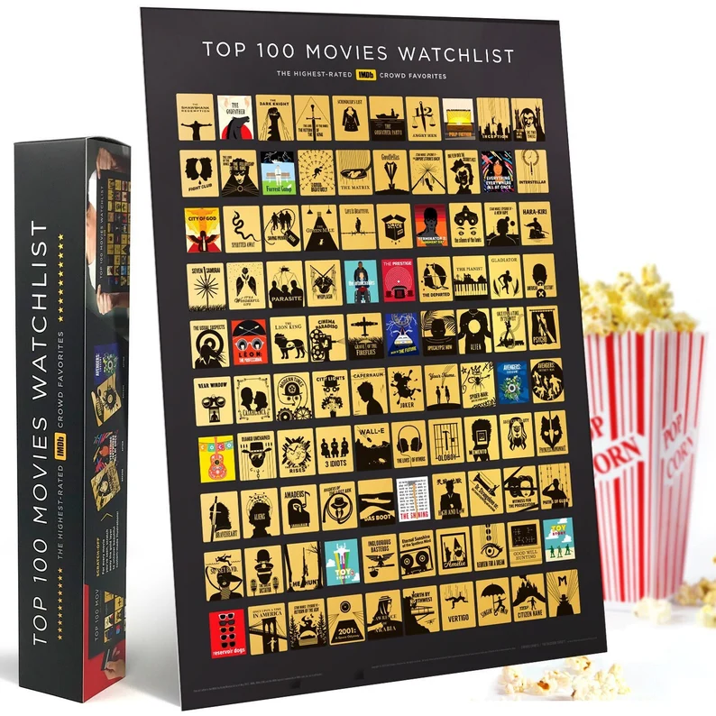 Top 100 Movies Scratch off Poster