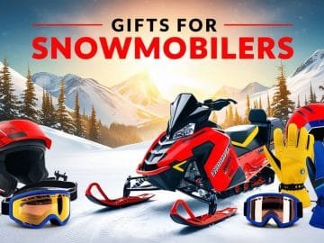 Representational image showing a snowmobile and related gift items