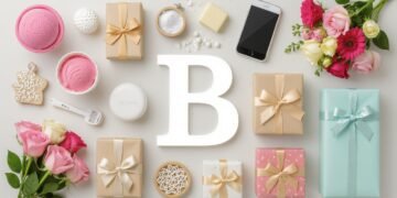 Collage of beautiful gifts starting with the letter B