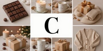 Collage of charming gifts that start with C