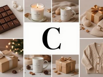 Collage of charming gifts that start with C
