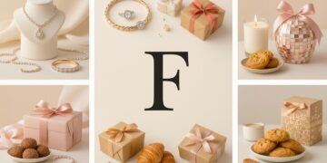 Collage of fabulous gifts starting with F