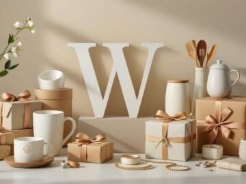 Collage of various gifts that start with W