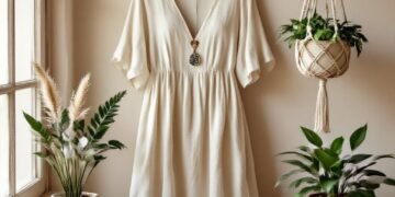 Boho still-life collage of eco-friendly gifts on a linen backdrop