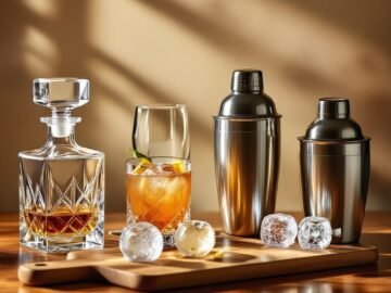 Stylish still-life of assorted barware and drink gifts