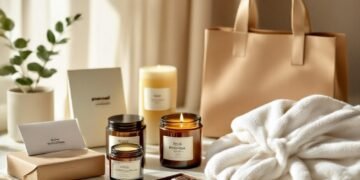Assorted appreciation gifts for a cleaning lady on a neutral background