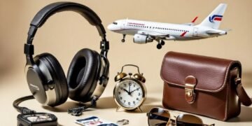 Collage of aviation gifts: headset, model plane, altimeter clock, logbook